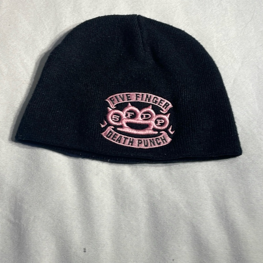 Vintage Rock apparel Five Finger Death Punch Band Beanie Pink Embroidered